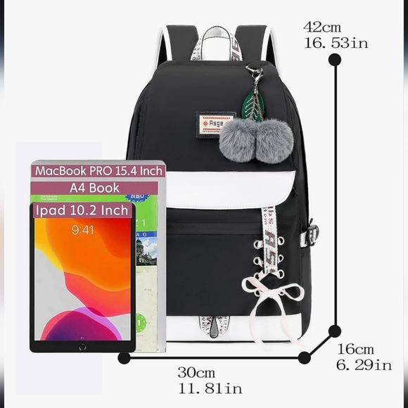 🛒🛍️💥NWT Asge Back Pack Black White Padded Straps Waterproof Ergonomic Design - Picture 10 of 16